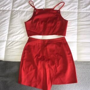 Superdown red skirt set